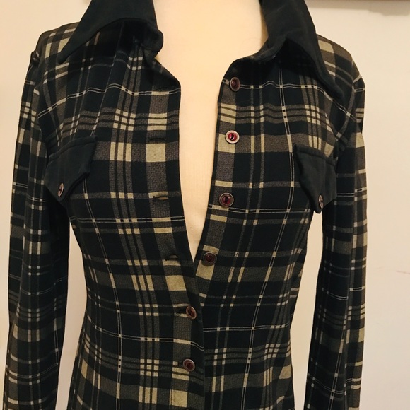 Hunza Limited Plaid Buttoned Down Black Gray Dress - Picture 2 of 8